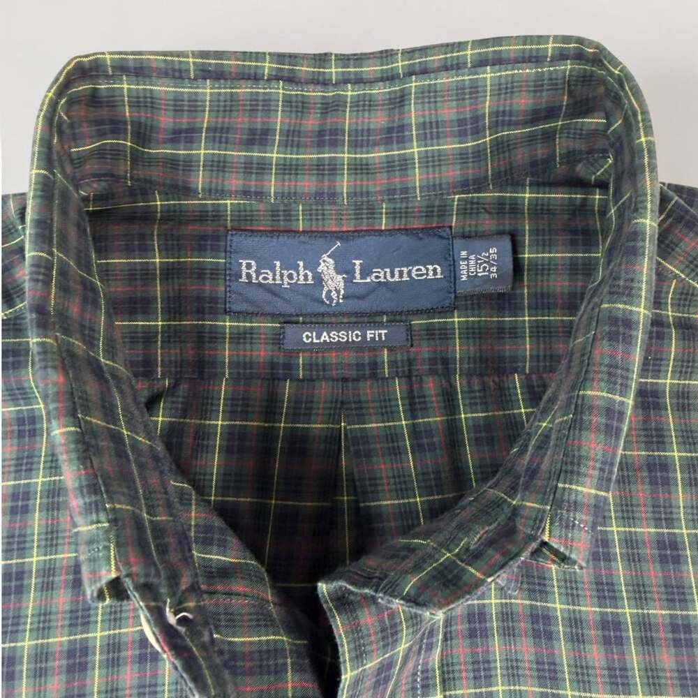Polo Ralph Lauren Classic Fit Tartan Plaid Shirt 16.5 34/35 Green